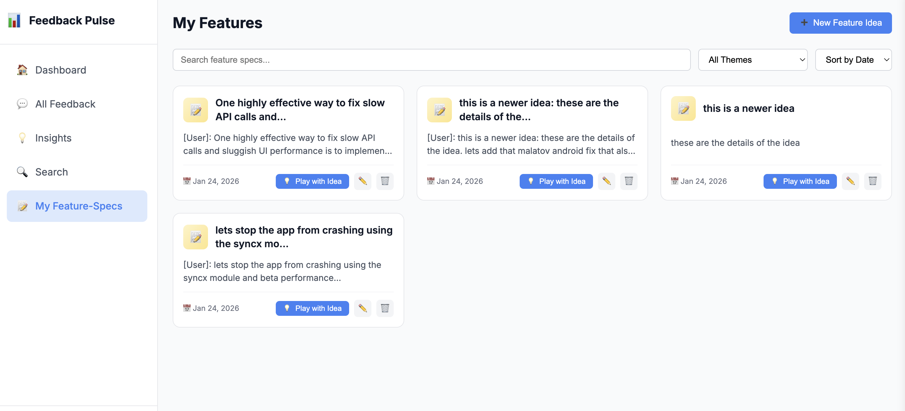 Screenshot of Feedback Pulse - Product Feedback Agent