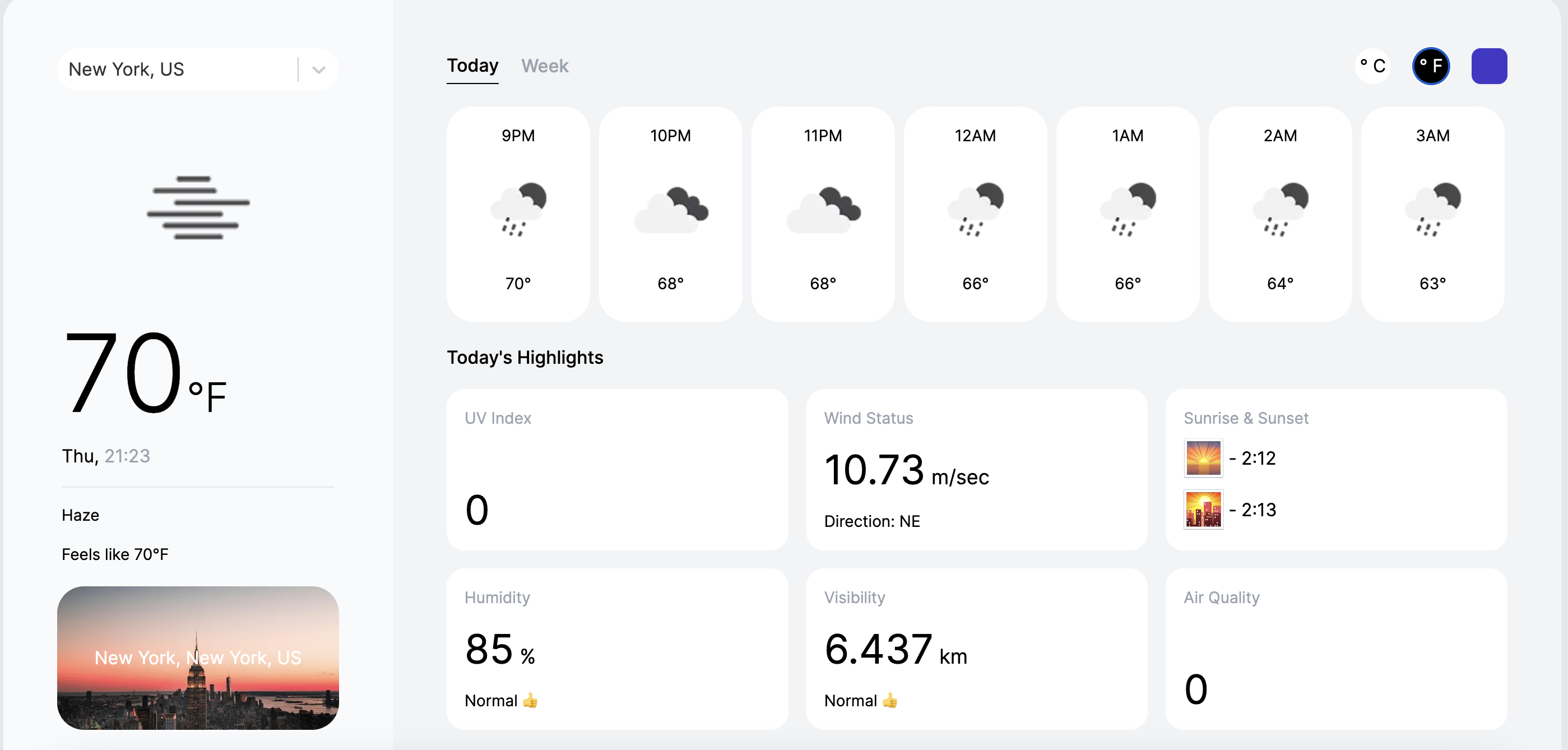 Screenshot of Weather Dashboard